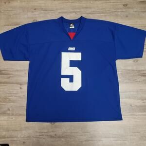 New York Giants Jersey Mens XL Blue NFL Football Kerry Collins #5 Logo Athletic